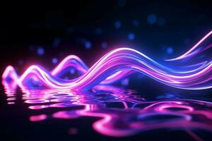 ai generado azul y rosado ligero danza en un maravilloso resumen ola tecnología foto