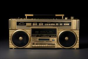 ai generado retro radio casete grabadora ghetto blaster neural red ai generado foto