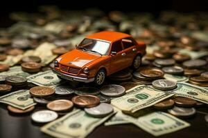 AI generated Car and money symbolizing financial accomplishments and prosperity AI Generated photo