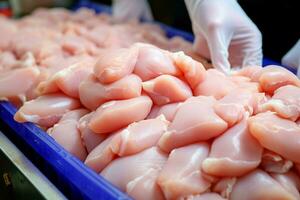 AI generated Poultry processing Stages of chicken meat production AI Generated photo