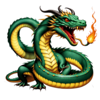 ai généré une vert dragon avec tranchant crocs png
