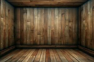 AI generated An empty wooden room, serene and waiting for purposeful design photo