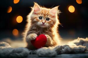 AI generated Affectionate kitty Cute kitten with a heart spreading warmth and joy AI Generated photo