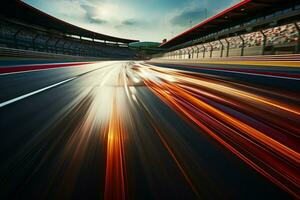 AI generated Speed and motion Racing track with blurred traffic, dynamic bokeh photo