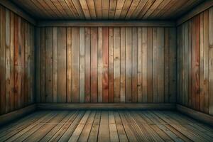 AI generated An empty wooden room, serene and waiting for purposeful design photo