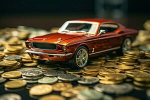 AI generated Car and money symbolizing financial accomplishments and prosperity AI Generated photo