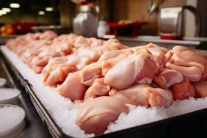 AI generated Chicken meat production process from farm to processing AI Generated photo