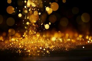 AI generated Celebration allure Golden glitter spatter creates a bokeh lighting texture photo