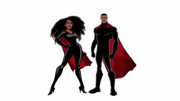 Superhero Couple Black on White video