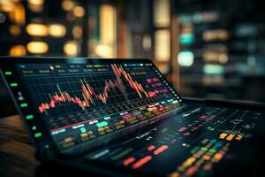 AI generated Trading analytics Stock graph displaying sell and buy signals for informed decisions AI Generated photo