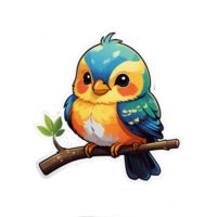 AI generated cute little bird sticker illustration png