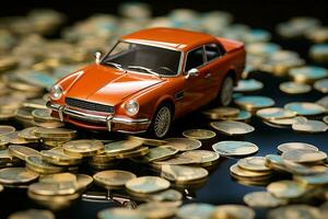 AI generated Car and money symbolizing financial accomplishments and prosperity AI Generated photo