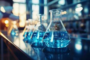 AI generated Chemical analysis Chemists use beakers, flasks, test tubes in experiments photo