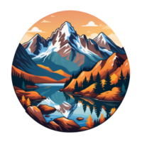 AI generated illustration of beautiful mountain and lake views png