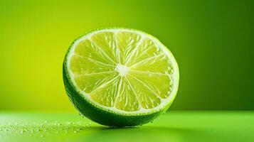 AI generated Lime Citrus Fruits. Close up shot of wet limes. Created with Generative AI photo