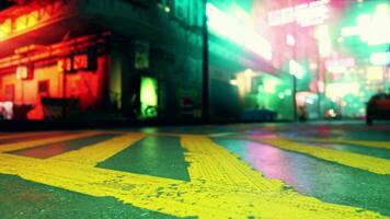 A cross walk on a city street at night video