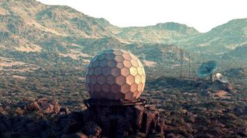 A giant egg perched atop a mountain peak, overlooking the landscape below video