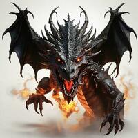 AI generated illustration of a winged and fiery dragon photo