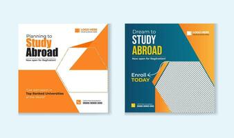 Study abroad social media post design template vector