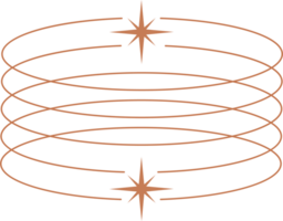 estético órbitas forma. contorno mínimo gráfico elemento con estrellas. resumen boho óvalos con destellos de moda geométrico modelo para póster y historia. png