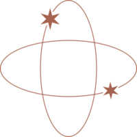 estetico orbite con stelle. minimo schema forma. y2k astratto arco e confine con brilla. cosmico retrò geometrico icona png