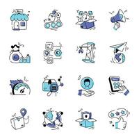 Collection of SCM and Logistics Doodle Icons vector