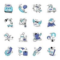 Bundle of Supply Chain Management Doodle Icons vector