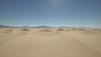 un' deserto paesaggio con sabbia dune e montagne nel il distanza video