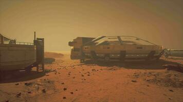 Martian colony base and rover on Mars planet video