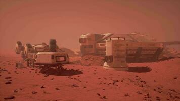 Martian colony base and rover on Mars planet video