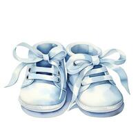 AI generated Watercolor newborn small shoes isolated white background. AI Generated photo