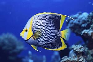 AI generated Beautiful angelfish in the ocean. AI Generated photo