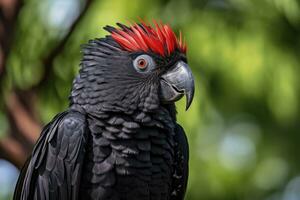 AI generated A Beautful Red Tailed Black Cockatoo. AI Generated photo