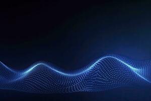 AI generated Dynamic blue particle wave. Abstract sound visualization. Digital structure of the wave flow of luminous particles. AI Generated. photo