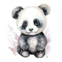 AI generated Watercolor fantasy Baby Panda clip art isolated white background. AI Generated photo