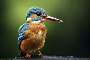 AI generated Kingfisher sitting on the tree branch. AI Generated photo