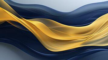 AI generated Gold and navy blue waves abstract. AI Generated. photo