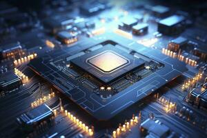 AI generated Futuristic central processor unit. Powerful Quantum CPU motherboard. AI Generated photo