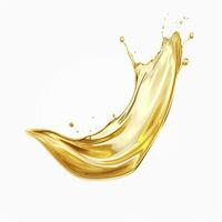 AI generated Golden Oil or Cosmetic essence splash isolated on white background, 3d illustration. AI Generated photo