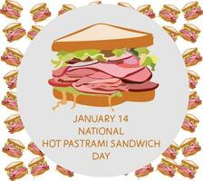 national hot pastrami sandwich day Vector illustration.