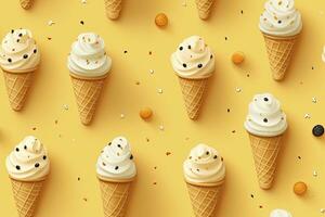 AI generated Incorporate a variety of waffle cones with different ice cream flavors. AI Generated photo