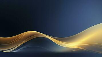 AI generated Gold and navy blue waves abstract. AI Generated. photo