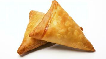 AI generated Tasty samosa isolated on white background.  AI Generated. photo