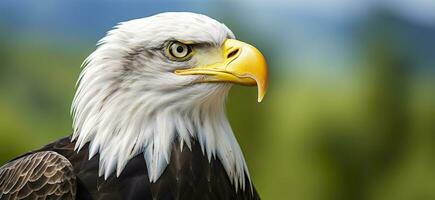 AI generated Portrait of an american bald eagle, wildlife. Generative AI photo