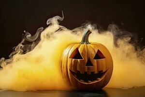 AI generated Halloween pumpkin with steam. AI Generated photo