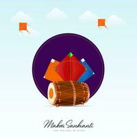 contento makar sankranti creativo social medios de comunicación correo, web bandera, saludo, impresión vector