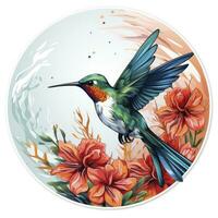 AI generated Hummingbird clipart on white background. AI Generated photo