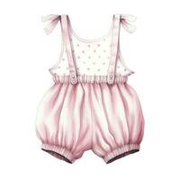 AI generated Pink baby girl romper in watercolors on a white background. AI Generated photo