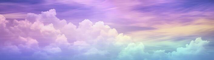 AI generated Rainbow sky with fluffy clouds. Multicolored toned sky. AI Generated. photo