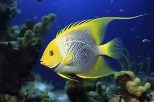 AI generated Beautiful angelfish in the ocean. AI Generated photo